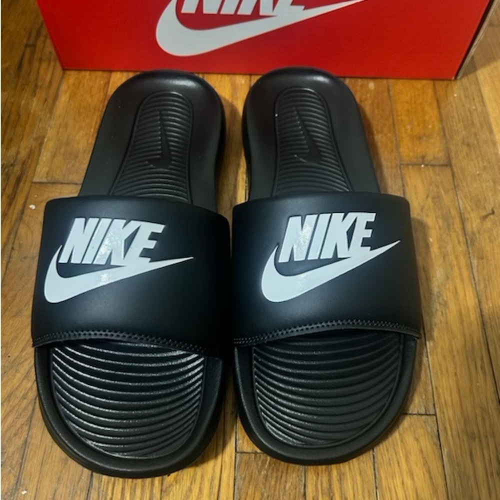 Nike Black and White Slide Sandals